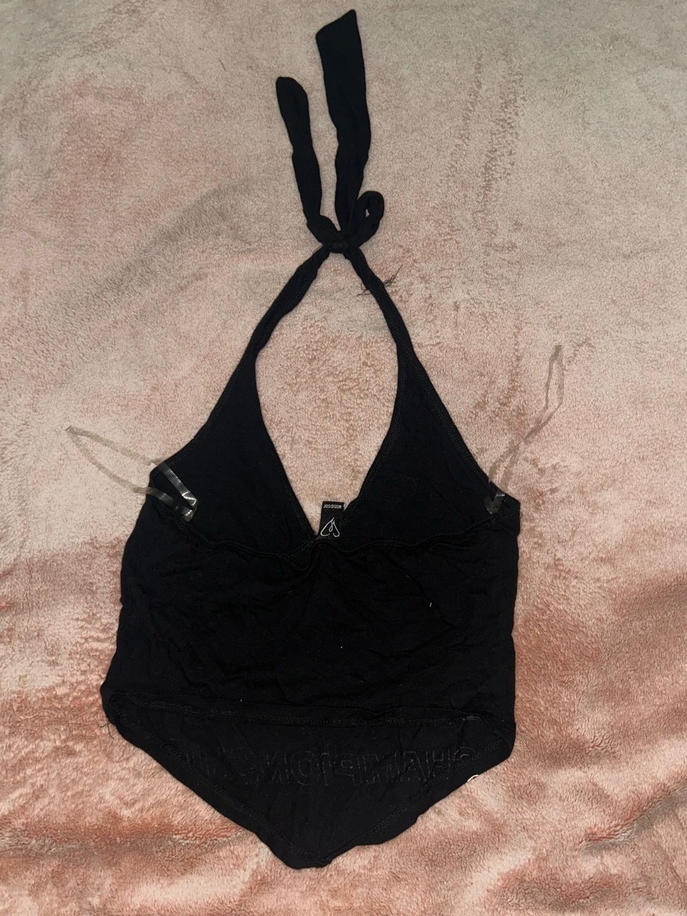 Black Racing Print Halter Top - Picture 2 of 3